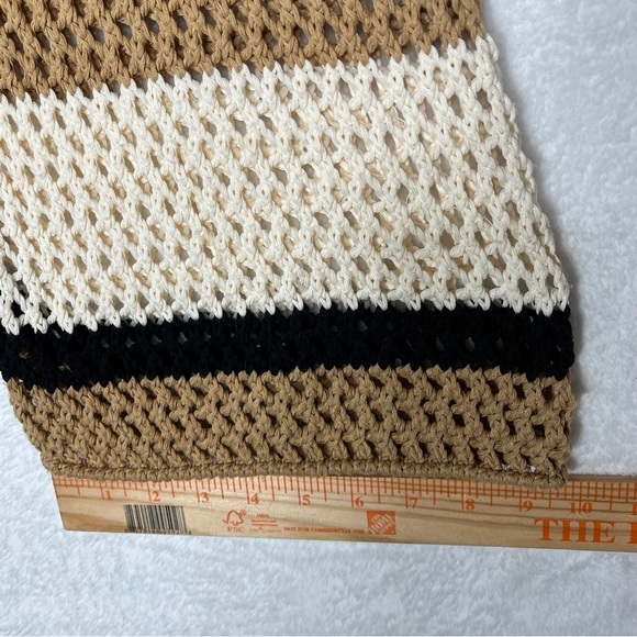 ZARA Womens Crochet Pants Cream Beige Neutral Stripes Beachy Boho Wide Leg Size - Picture 8 of 12